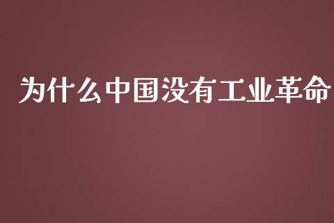 为什么中国没有工业革命_https://wap.lcpcjs.com_美股行情_第1张