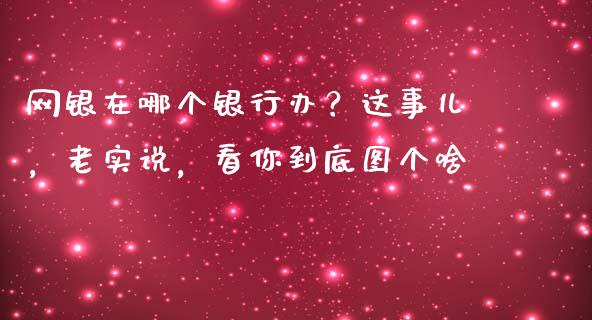 网银在哪个银行办？这事儿，老实说，看你到底图个啥_https://wap.lcpcjs.com_全球经济_第1张