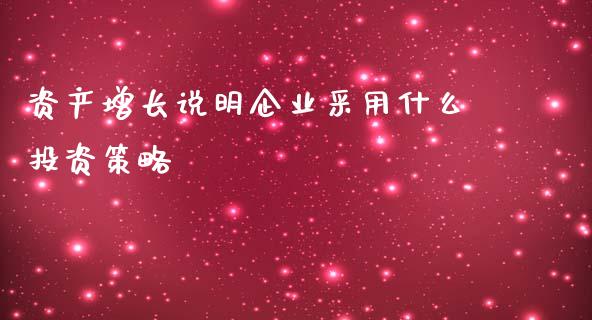 资产增长说明企业采用什么投资策略_https://wap.lcpcjs.com_全球经济_第1张
