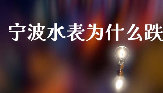 宁波水表为什么跌_https://wap.lcpcjs.com_全球经济_第1张