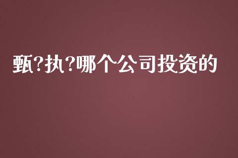 甄?执?哪个公司投资的_https://wap.lcpcjs.com_全球经济_第1张