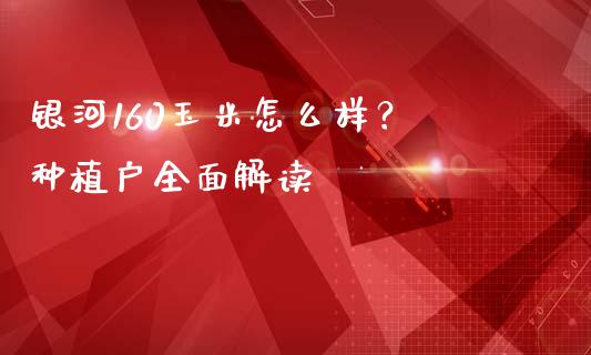 银河160玉米怎么样？ 种植户全面解读_https://wap.lcpcjs.com_外汇市场_第1张