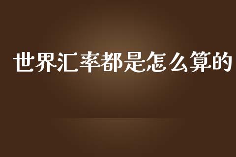 世界汇率都是怎么算的_https://wap.lcpcjs.com_外汇市场_第1张