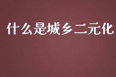 什么是城乡二元化_https://wap.lcpcjs.com_全球经济_第1张