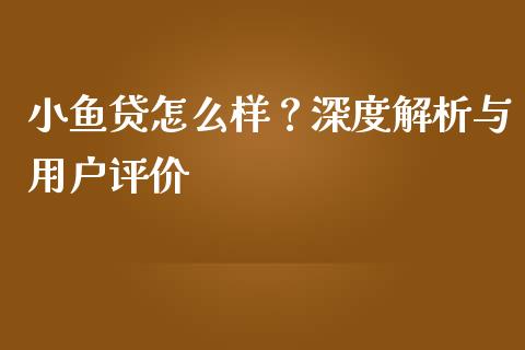 小鱼贷怎么样？深度解析与用户评价_https://wap.lcpcjs.com_美股行情_第1张