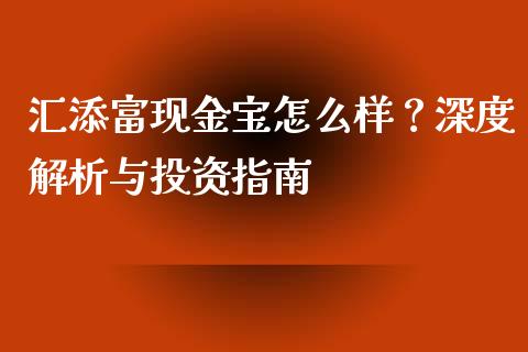 汇添富现金宝怎么样？深度解析与投资指南_https://wap.lcpcjs.com_股港行情_第1张