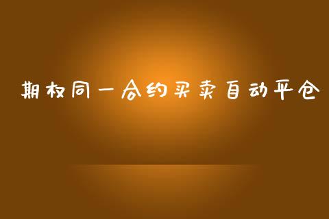 期权同一合约买卖自动平仓_https://wap.lcpcjs.com_外汇市场_第1张