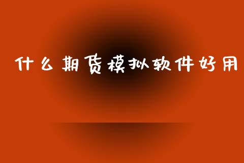 什么期货模拟软件好用_https://wap.lcpcjs.com_股港行情_第1张