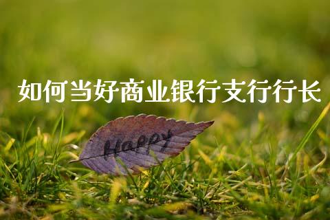 如何当好商业银行支行行长_https://wap.lcpcjs.com_美股行情_第1张
