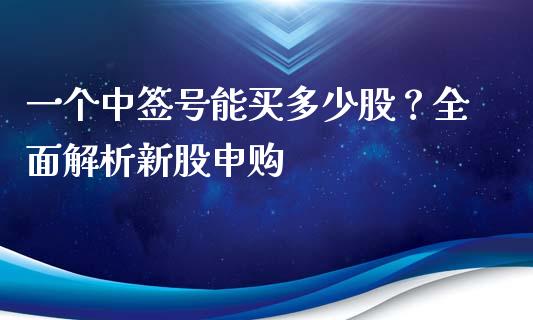 一个中签号能买多少股？全面解析新股申购_https://wap.lcpcjs.com_股港行情_第1张