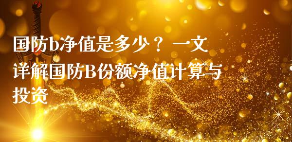 国防b净值是多少？ 一文详解国防B份额净值计算与投资_https://wap.lcpcjs.com_美股行情_第1张
