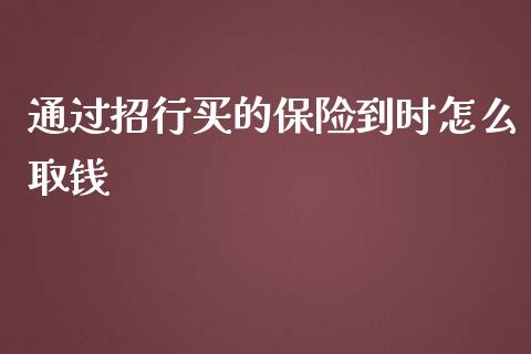 通过招行买的保险到时怎么取钱_https://wap.lcpcjs.com_美股行情_第1张