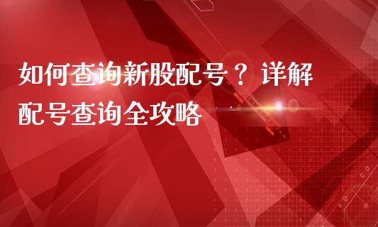 如何查询新股配号？ 详解配号查询全攻略_https://wap.lcpcjs.com_全球经济_第1张
