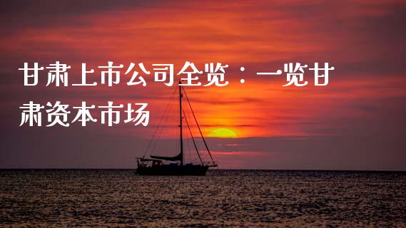 甘肃上市公司全览：一览甘肃资本市场_https://wap.lcpcjs.com_全球经济_第1张