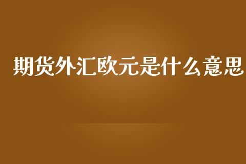 期货外汇欧元是什么意思_https://wap.lcpcjs.com_股港行情_第1张