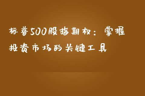 标普500股指期权：掌握投资市场的关键工具_https://wap.lcpcjs.com_全球经济_第1张