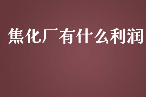 焦化厂有什么利润_https://wap.lcpcjs.com_全球经济_第1张