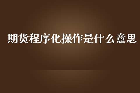 期货程序化操作是什么意思_https://wap.lcpcjs.com_外汇市场_第1张