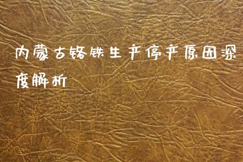 内蒙古铬铁生产停产原因深度解析_https://wap.lcpcjs.com_外汇市场_第1张