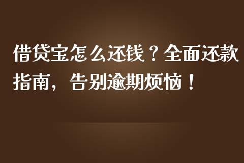 借贷宝怎么还钱？全面还款指南，告别逾期烦恼！_https://wap.lcpcjs.com_全球经济_第1张