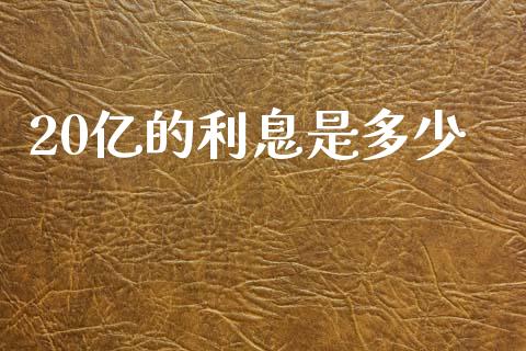 20亿的利息是多少_https://wap.lcpcjs.com_全球经济_第1张