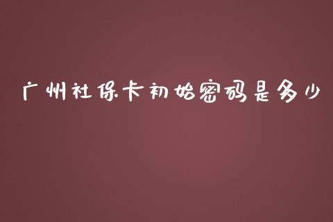 广州社保卡初始密码是多少_https://wap.lcpcjs.com_全球经济_第1张
