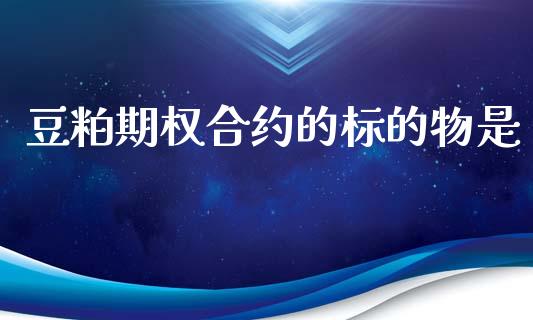 豆粕期权合约的标的物是_https://wap.lcpcjs.com_股港行情_第1张