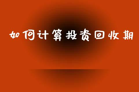 如何计算投资回收期_https://wap.lcpcjs.com_全球经济_第1张
