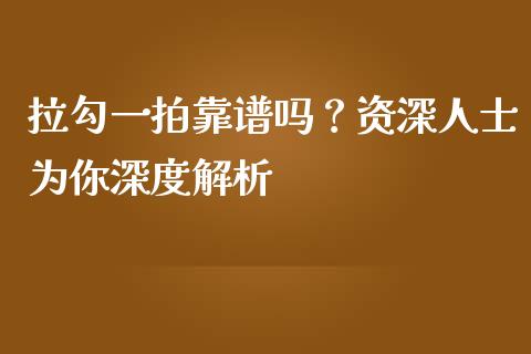 拉勾一拍靠谱吗？资深人士为你深度解析_https://wap.lcpcjs.com_全球经济_第1张