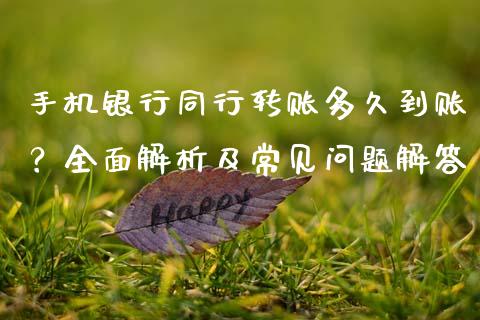 手机银行同行转账多久到账？全面解析及常见问题解答_https://wap.lcpcjs.com_全球经济_第1张