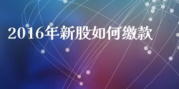 2016年新股如何缴款_https://wap.lcpcjs.com_股港行情_第1张