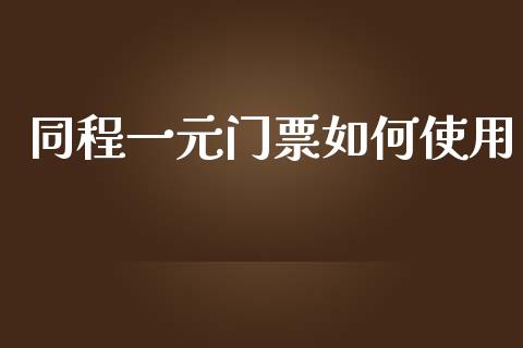 同程一元门票如何使用_https://wap.lcpcjs.com_美股行情_第1张