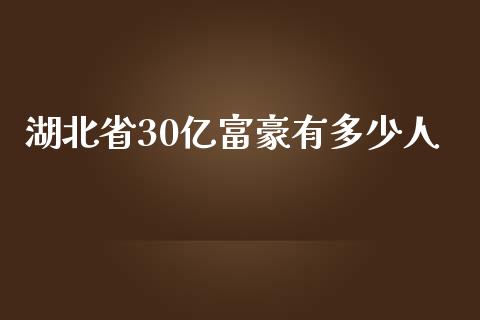 湖北省30亿富豪有多少人_https://wap.lcpcjs.com_股港行情_第1张