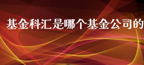 基金科汇是哪个基金公司的_https://wap.lcpcjs.com_外汇市场_第1张