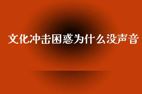 文化冲击困惑为什么没声音_https://wap.lcpcjs.com_股港行情_第1张