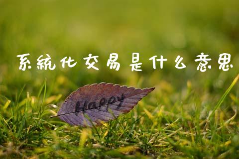 系统化交易是什么意思_https://wap.lcpcjs.com_外汇市场_第1张