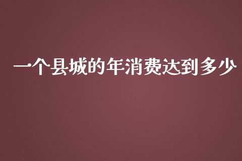 一个县城的年消费达到多少_https://wap.lcpcjs.com_全球经济_第1张