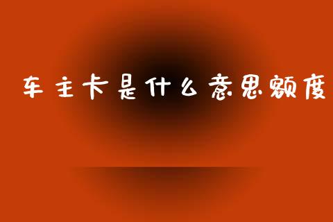 车主卡是什么意思额度_https://wap.lcpcjs.com_全球经济_第1张