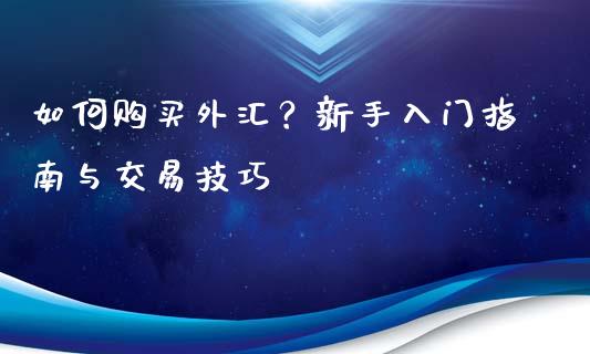 如何购买外汇？新手入门指南与交易技巧_https://wap.lcpcjs.com_美股行情_第1张