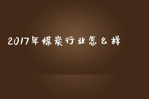 2017年煤炭行业怎么样_https://wap.lcpcjs.com_全球经济_第1张