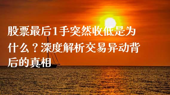 股票最后1手突然收低是为什么？深度解析交易异动背后的真相_https://wap.lcpcjs.com_外汇市场_第1张