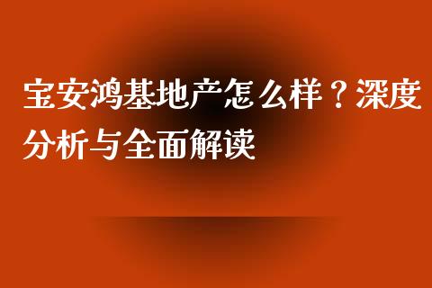 宝安鸿基地产怎么样？深度分析与全面解读_https://wap.lcpcjs.com_外汇市场_第1张