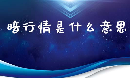 暗行情是什么意思_https://wap.lcpcjs.com_美股行情_第1张