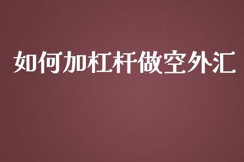 如何加杠杆做空外汇_https://wap.lcpcjs.com_外汇市场_第1张