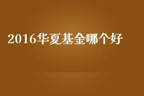 2016华夏基金哪个好_https://wap.lcpcjs.com_美股行情_第1张