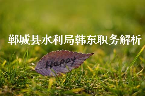 郸城县水利局韩东职务解析_https://wap.lcpcjs.com_全球经济_第1张