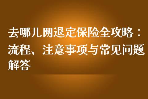 去哪儿网退定保险全攻略：流程、注意事项与常见问题解答_https://wap.lcpcjs.com_全球经济_第1张
