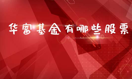 华富基金有哪些股票_https://wap.lcpcjs.com_全球经济_第1张