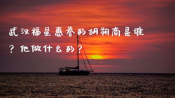 武汉福星惠誉的胡朔商是谁？他做什么的？_https://wap.lcpcjs.com_全球经济_第1张