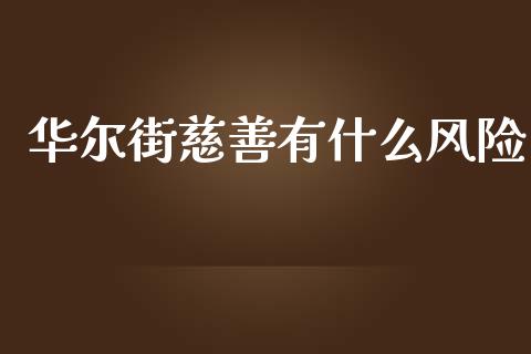 华尔街慈善有什么风险_https://wap.lcpcjs.com_全球经济_第1张